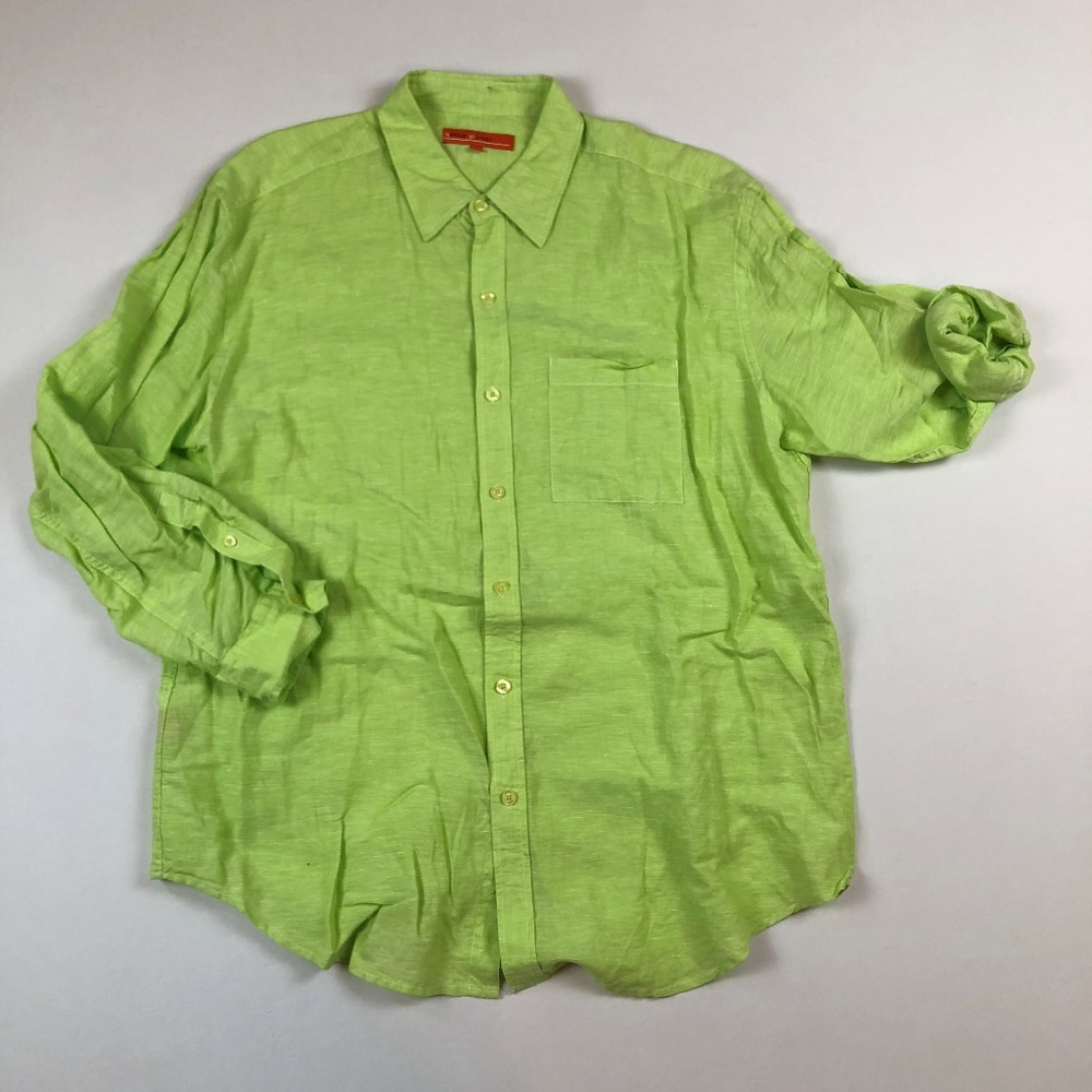 Sette Ponti Shirt SZ XL Button Down Collared Green